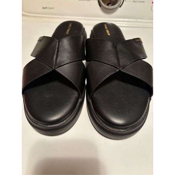 Cole Haan Black Leather Slides - Picture 1 of 6